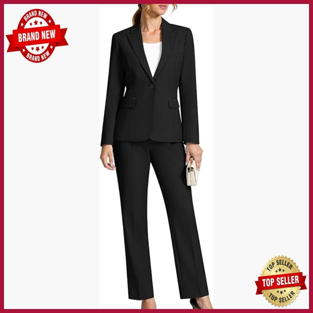 Slim Fit Peaked Lapel Blazer Pantsuit Business Office Suit Set